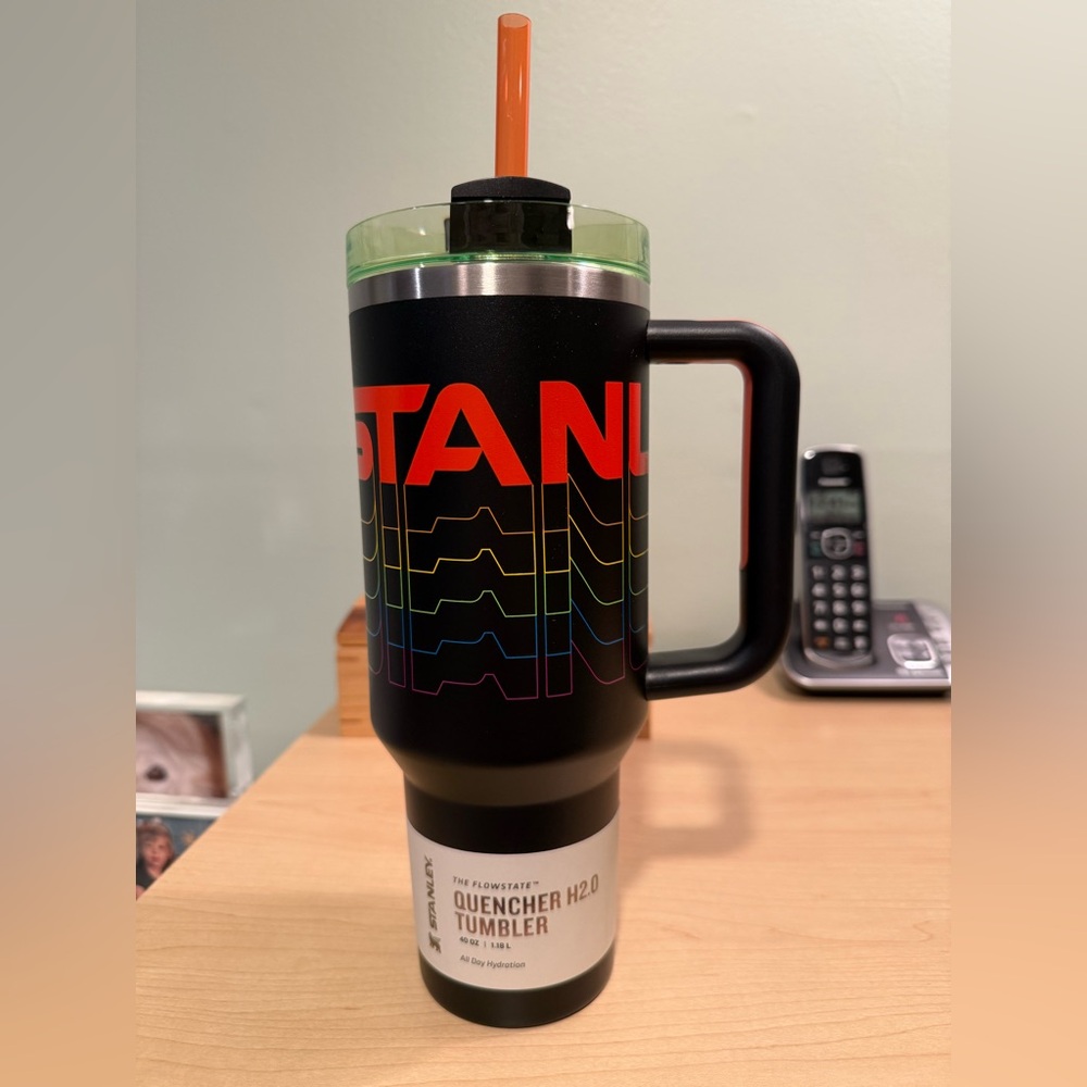 Stanley Black Mug with White Label